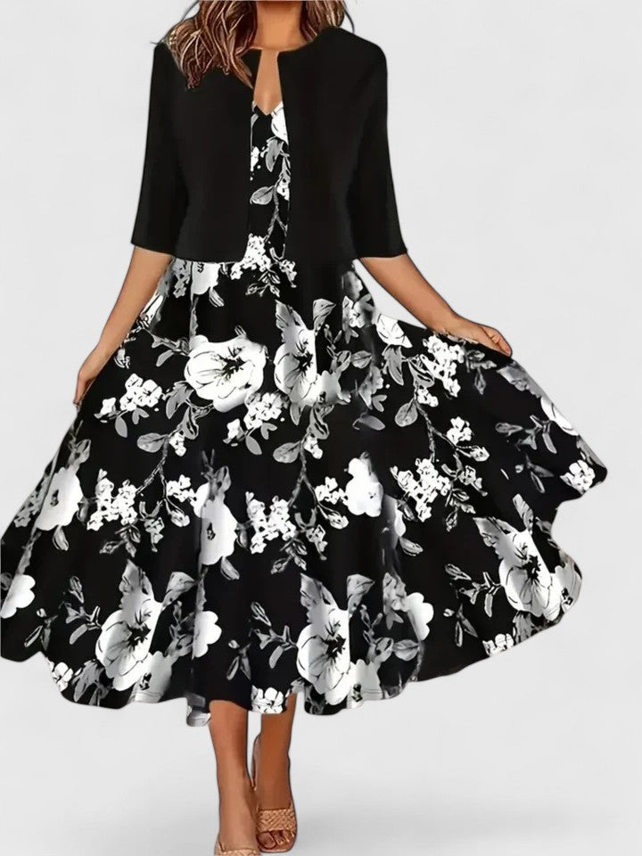 Orla | Robe midi A-ligne à manches courtes