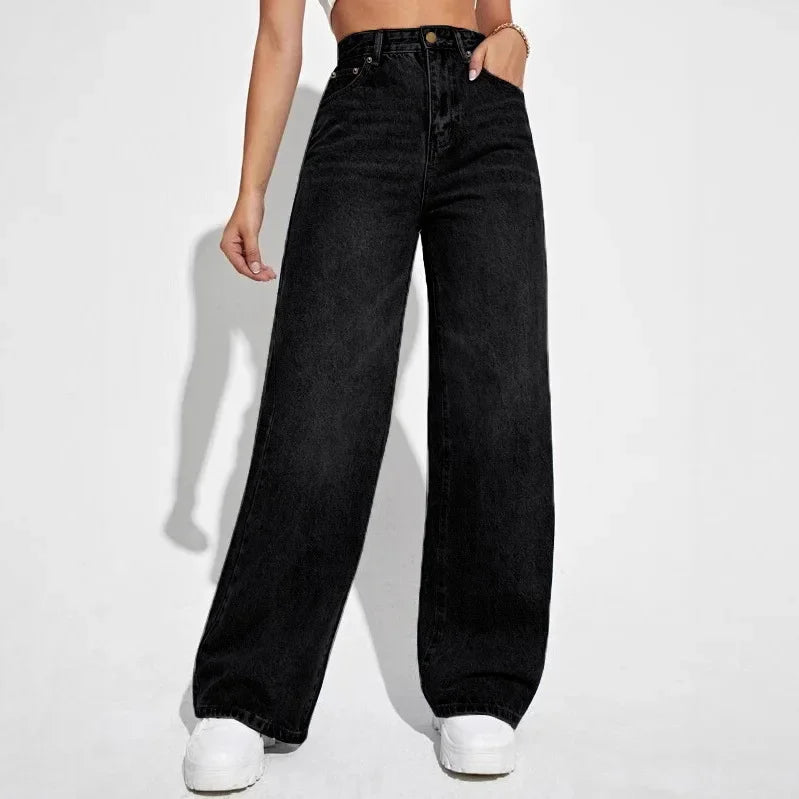 Jeans Baggy Taille Haute Femme