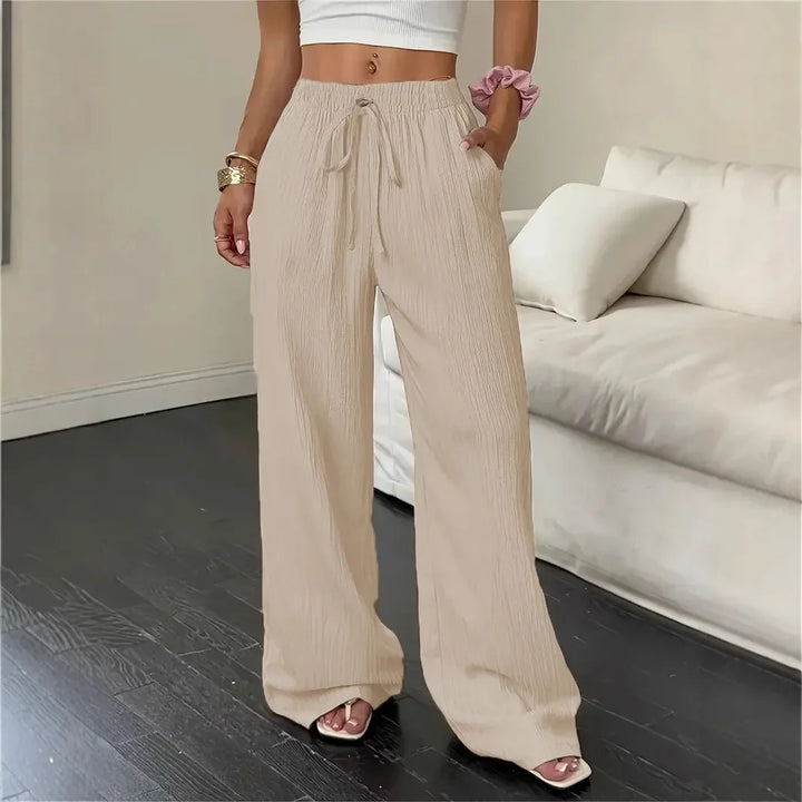 1+1 GRATUIT Pantalon Marelle™ en Coton-Lin avec Cordon de Serrage Réglable et Coupe Palazzo Ample