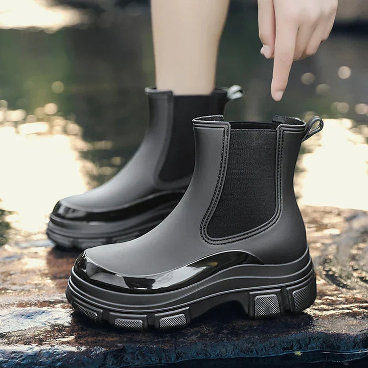 Bottes en caoutchouc femmes | Hauteur de cheville avec panneaux élastiques