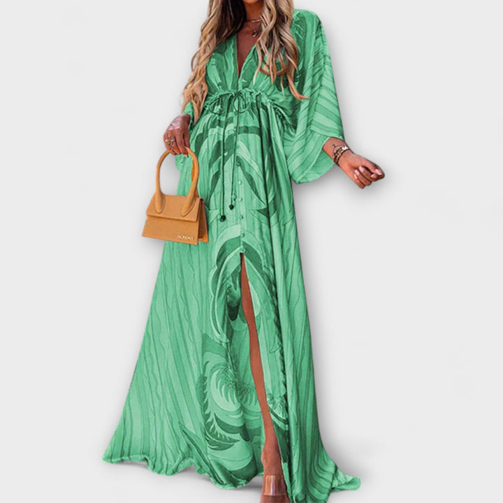Aurina – Robe maxi fluide avec imprimé artistique
