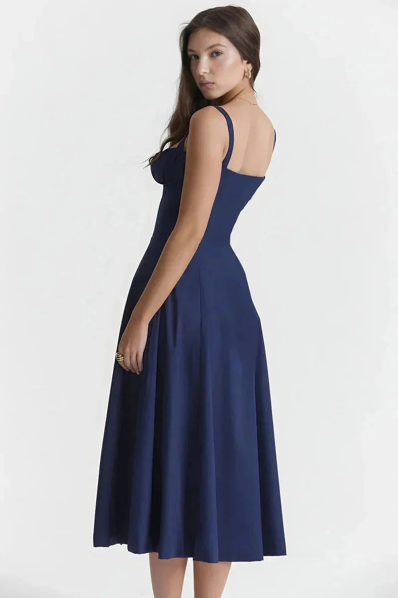 Linda | Robe Fleurie Femme Corset Fente Latérale Midi – Corset Fleurie Midi 2026