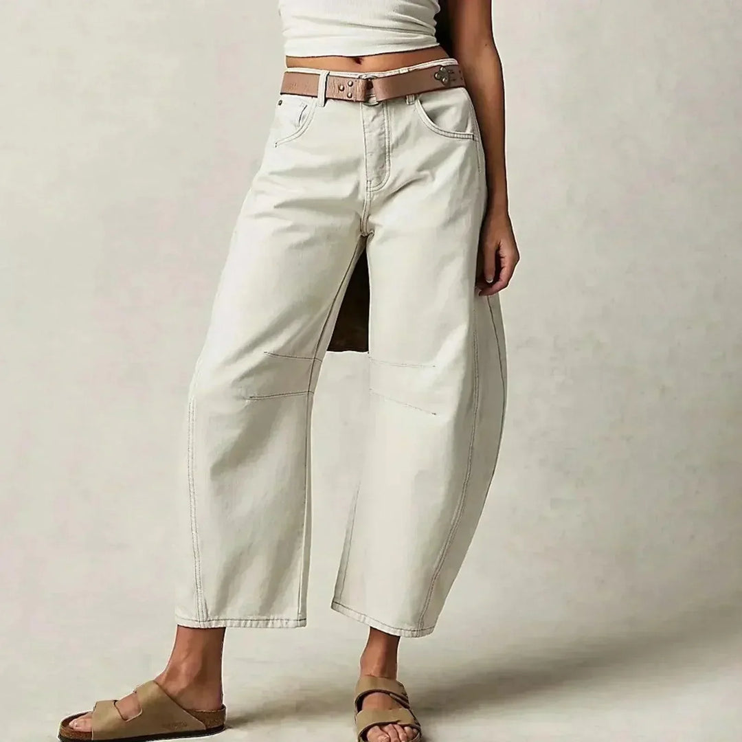 Jeans Croppés Taille Haute Femme