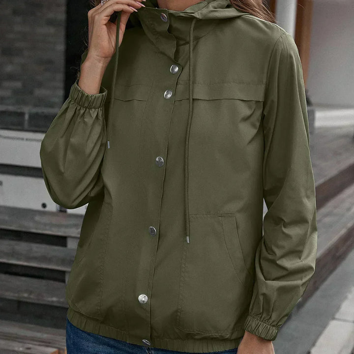 Manteau Trench Imperméable à Capuche pour Femmes | Manches Longues