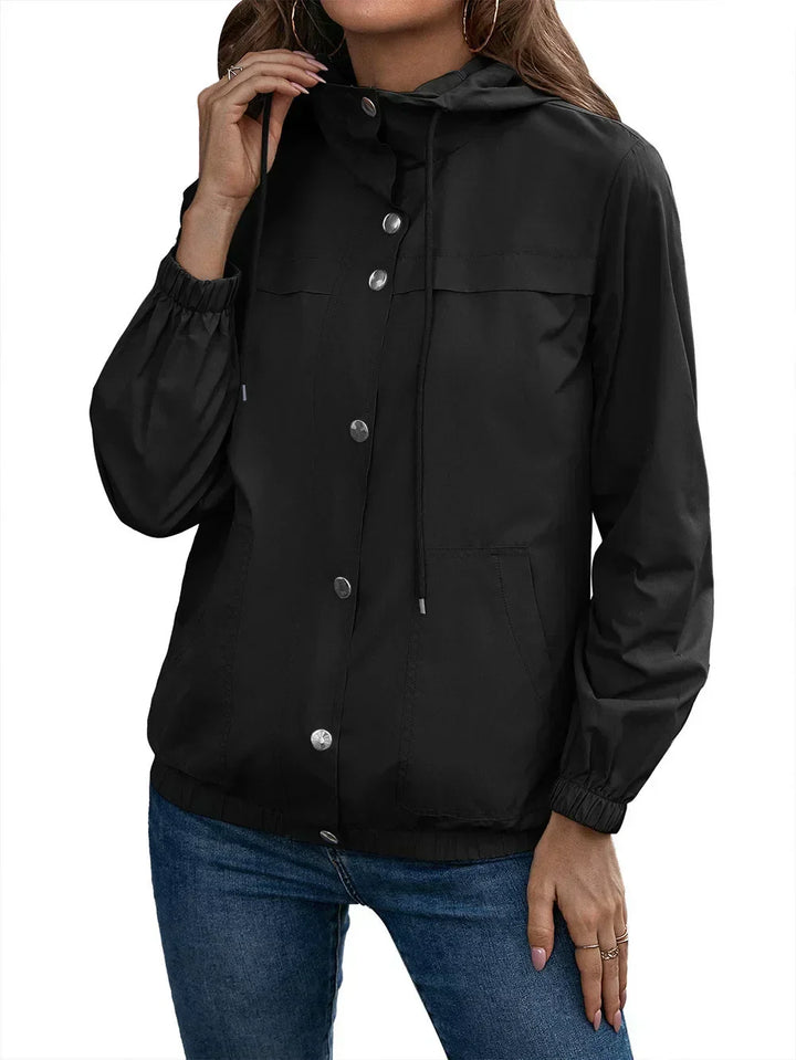 Manteau Trench Imperméable à Capuche pour Femmes | Manches Longues
