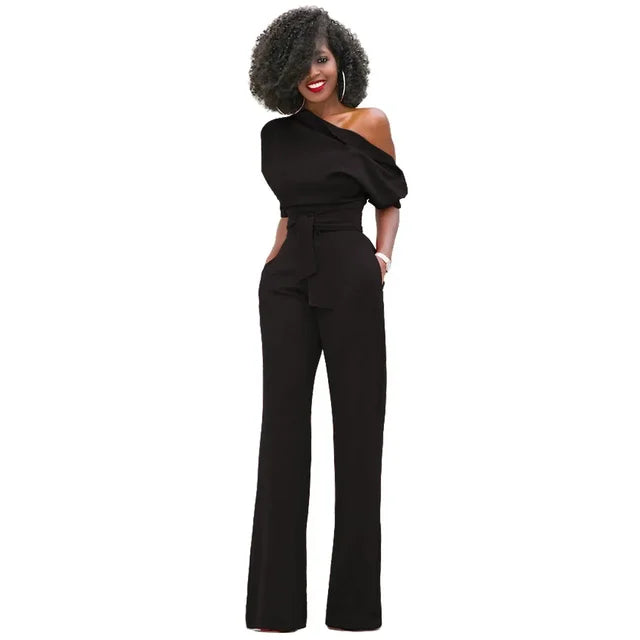 Greta | Combinaison avec col asymétrique et jambes larges