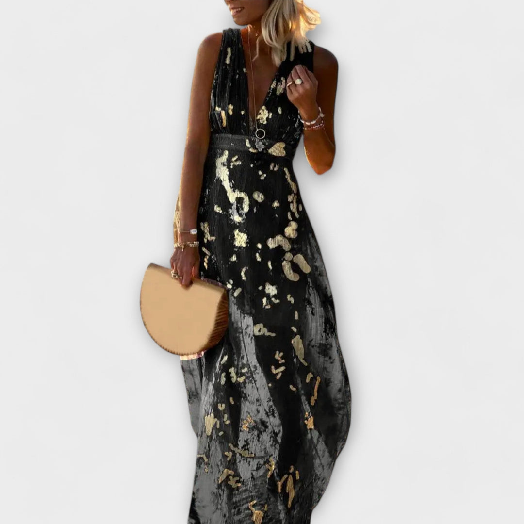 Almera – Robe maxi légère avec des reflets dorés