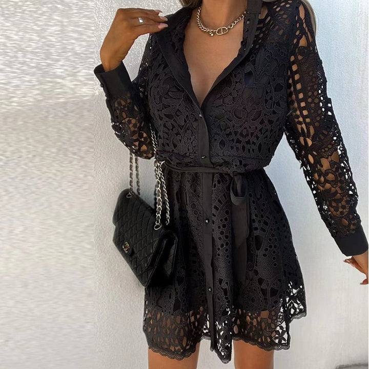 Whitney | Robe Minikleid à Col V à Manches Longues