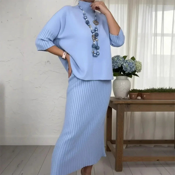 Ensemble Marselha™ avec top à col roulé et jupe midi côtelée