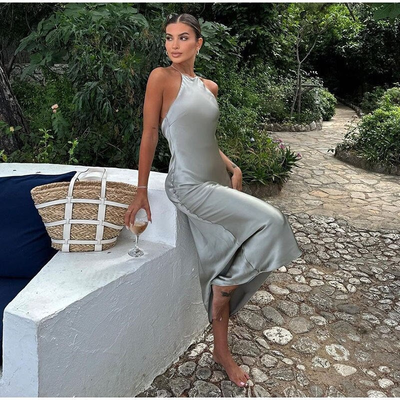 Robe de soirée maxi dos nu pour femmes