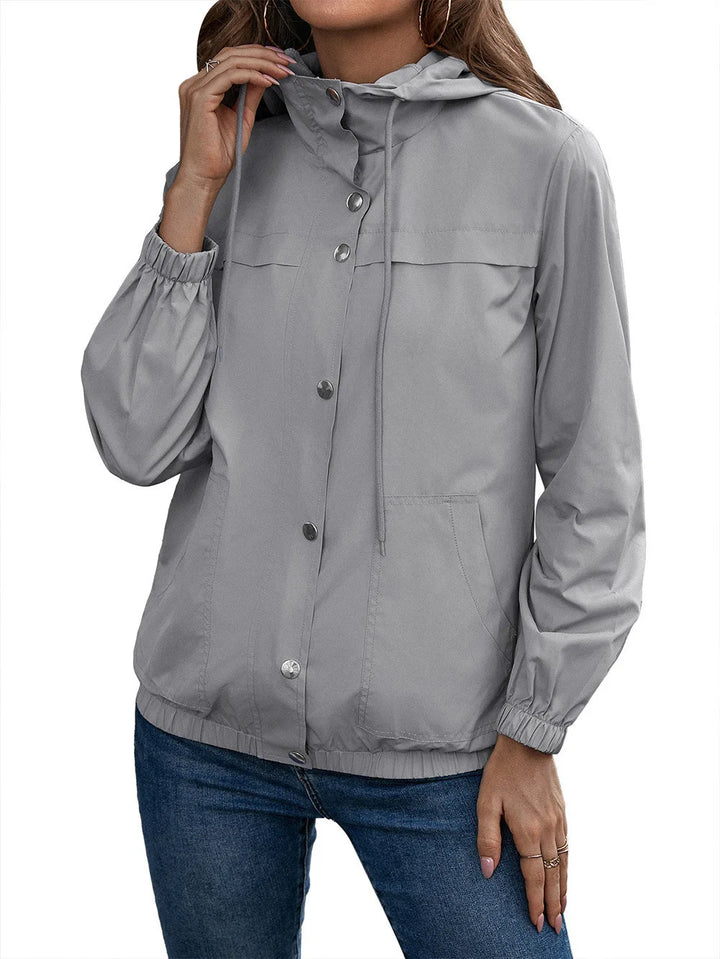 Manteau Trench Imperméable à Capuche pour Femmes | Manches Longues