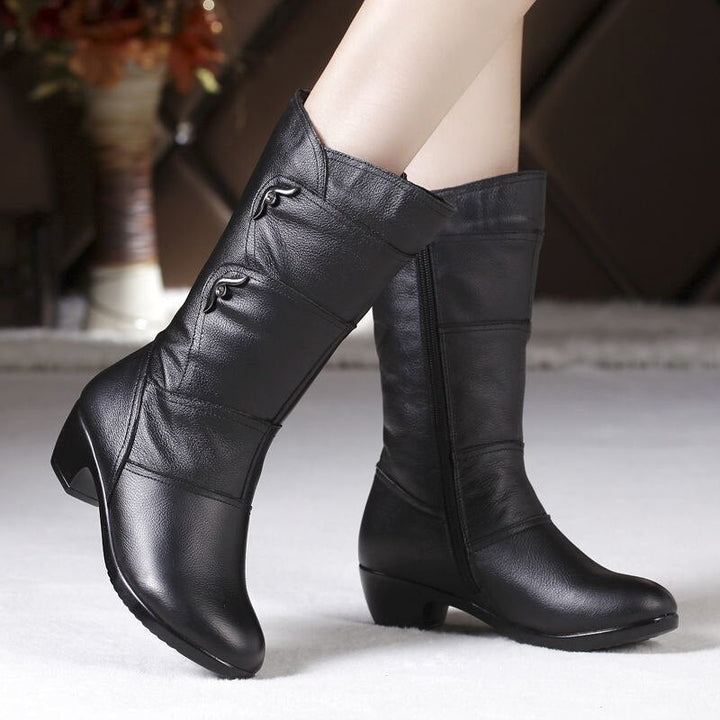 Bottes en cuir antidérapantes pour femmes, élégantes, durables et stylées