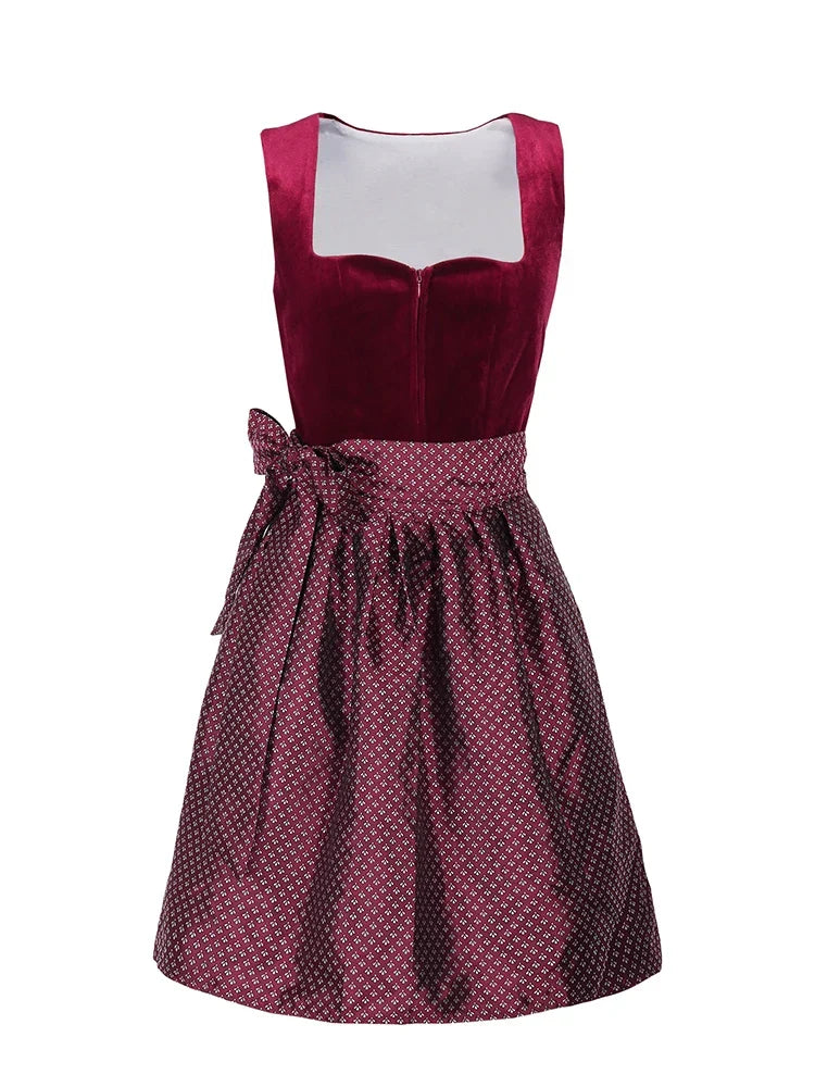 Robe Dirndl Élégante Rouge pour Femmes Oktoberfest
