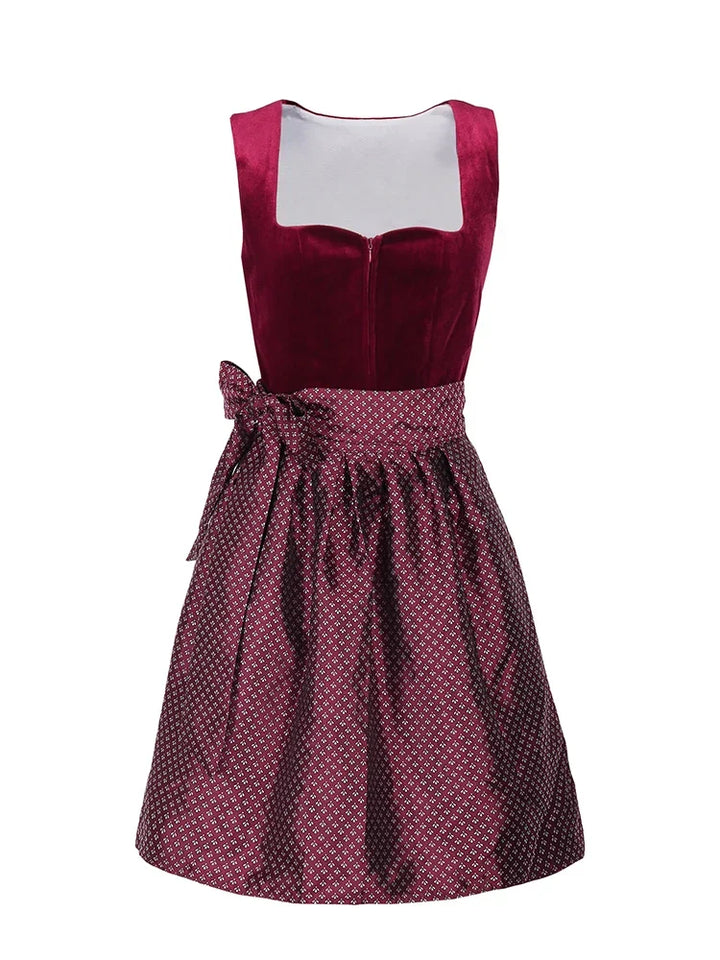 Robe Dirndl Élégante Rouge pour Femmes Oktoberfest