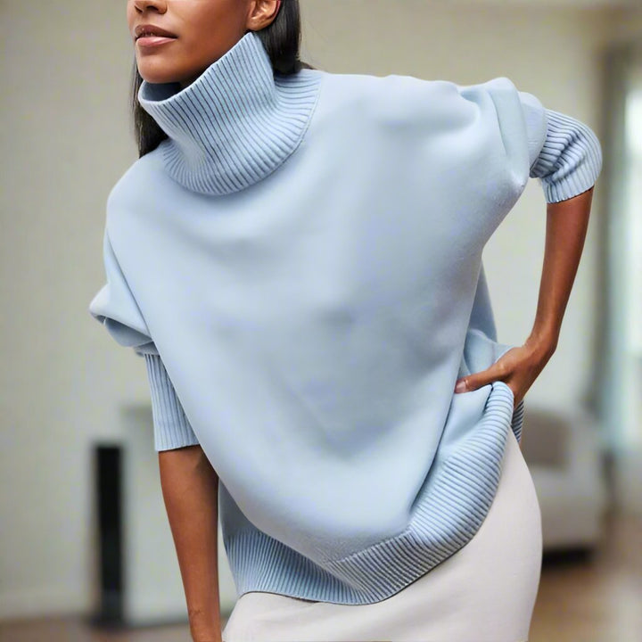 Pull en maille surdimensionné style col roulé, doux, moderne, polyvalent pour femmes
