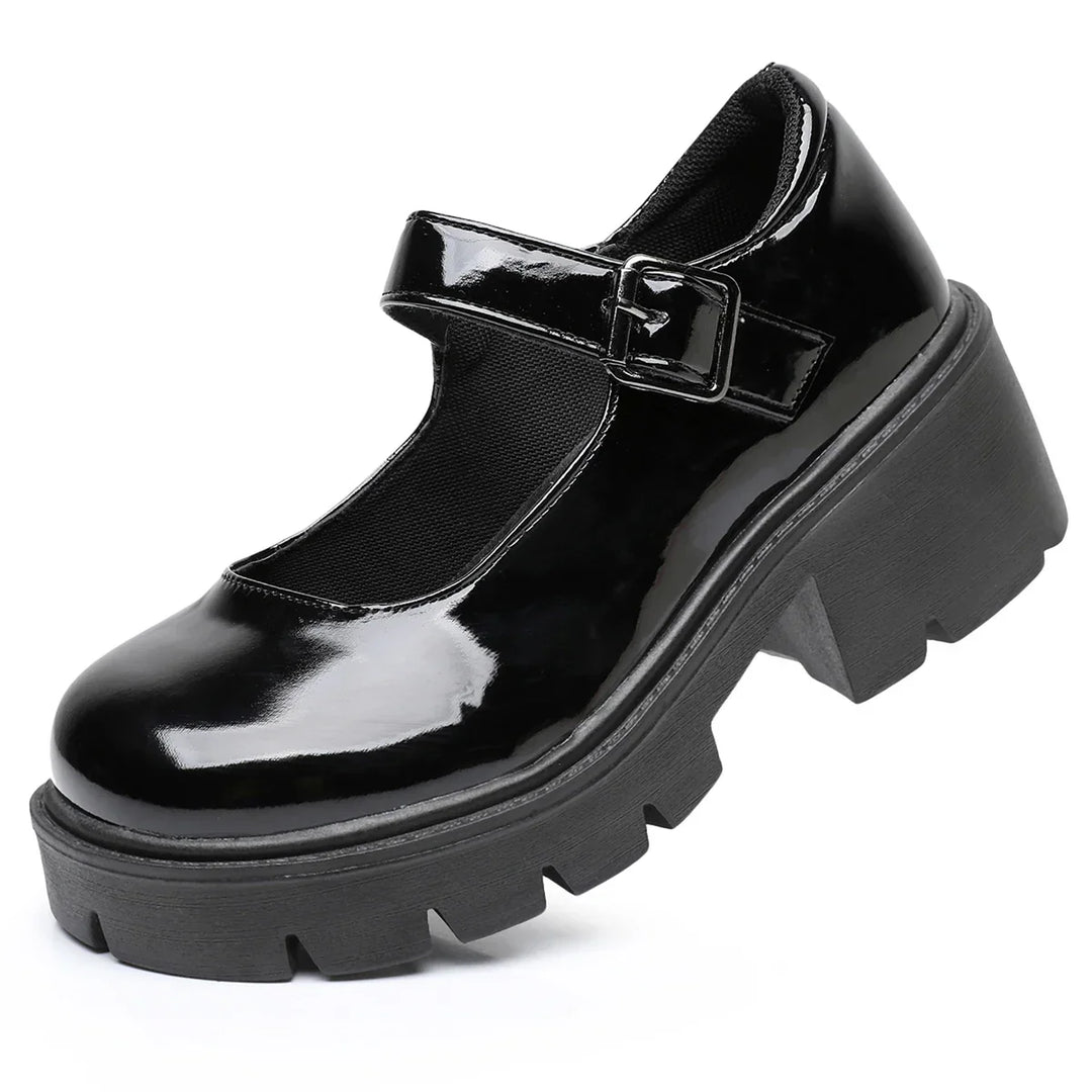 Chaussures Dirndl Mary Jane noires pour femmes | Talon compensé