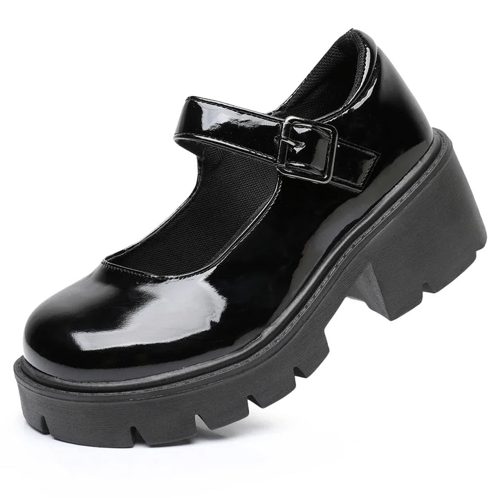 Chaussures Dirndl Mary Jane noires pour femmes | Talon compensé
