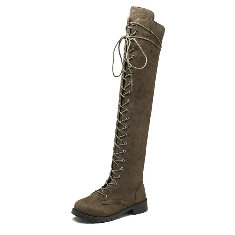 Bottes Overknee Élégantes pour Femmes | Lacets
