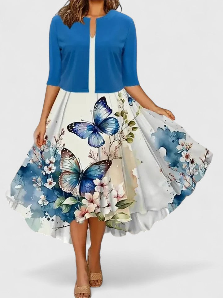 Orla | Robe midi A-ligne à manches courtes