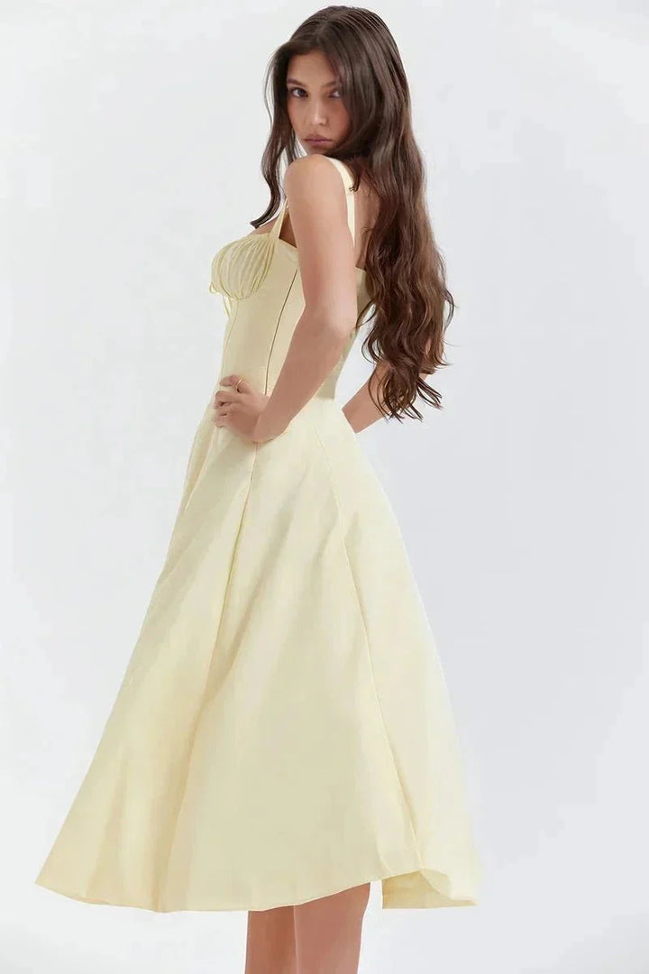 Linda | Robe Fleurie Femme Corset Fente Latérale Midi – Corset Fleurie Midi 2026