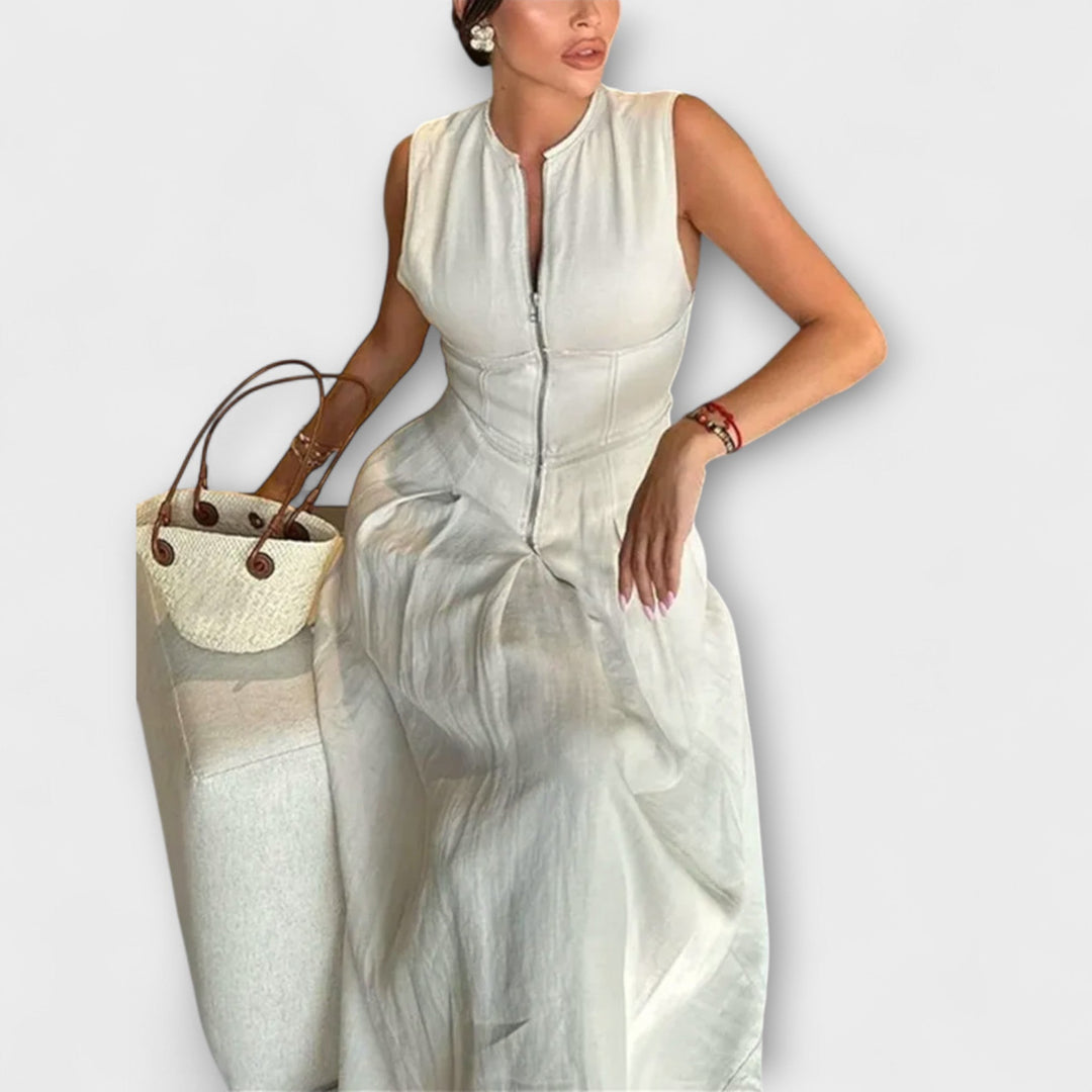 Robe midi plissée sans manches en style bodycon
