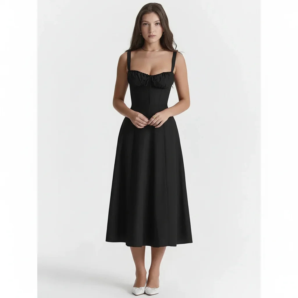 Linda | Robe Fleurie Femme Corset Fente Latérale Midi – Corset Fleurie Midi 2026