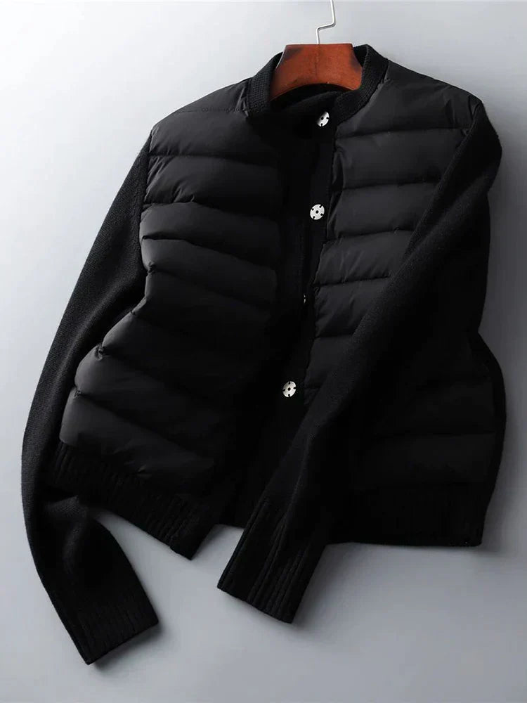 Cardigan à puffer élégant, superposé et polyvalent pour femmes