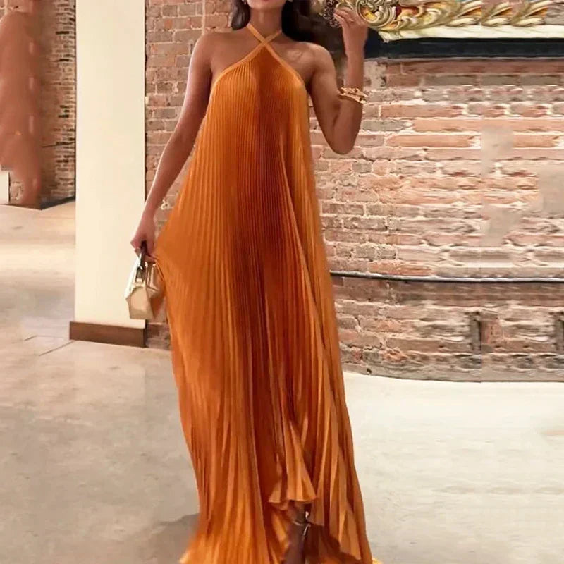 Karina | Robe de soirée plissée à dos nu pour femme