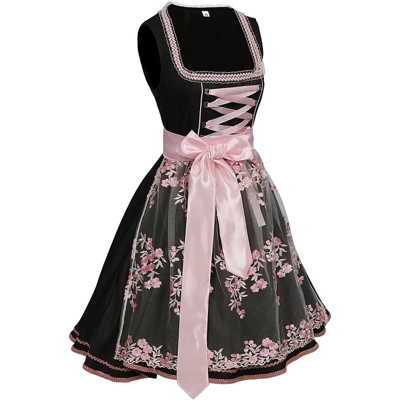Robe Dirndl Élégante Rose pour Femmes Oktoberfest