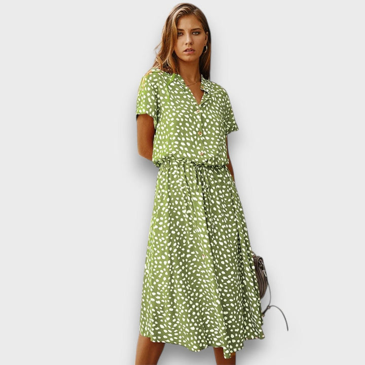 Solvinea – Robe midi boutonnée avec imprimé vintage