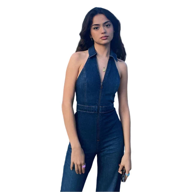 Katelyn - Combinaison en Jean à Décolleté en V