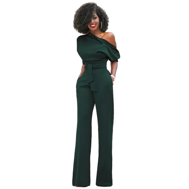 Greta | Combinaison avec col asymétrique et jambes larges