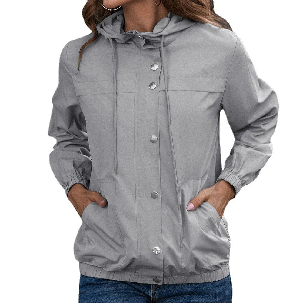 Manteau Trench Imperméable à Capuche pour Femmes | Manches Longues