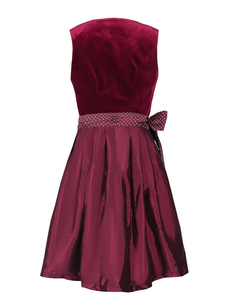 Robe Dirndl Élégante Rouge pour Femmes Oktoberfest