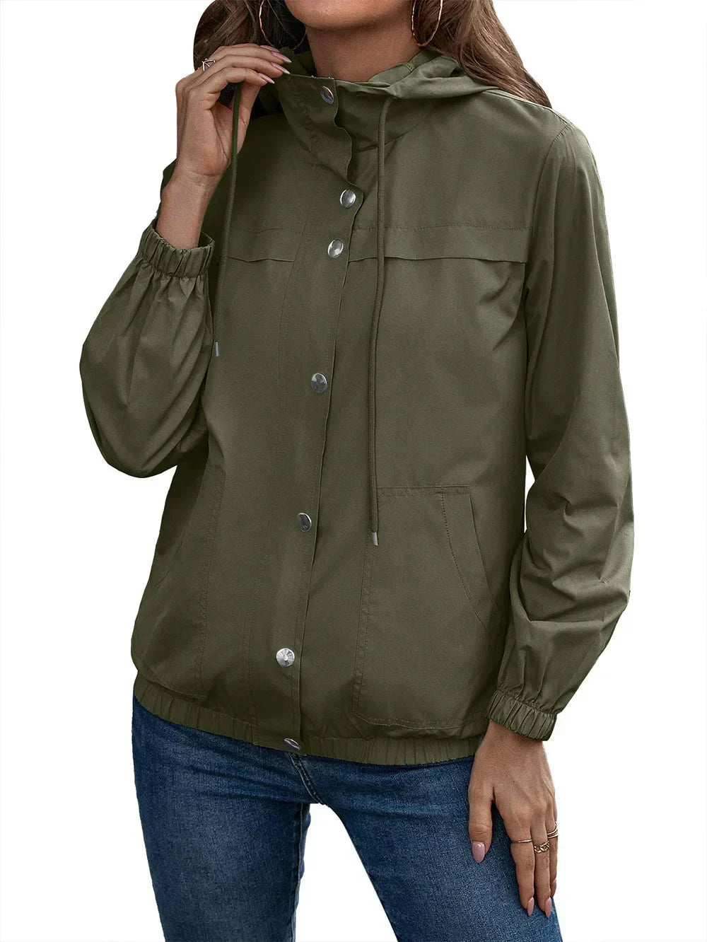 Manteau Trench Imperméable à Capuche pour Femmes | Manches Longues