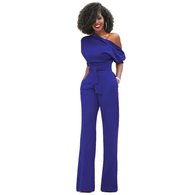 Greta | Combinaison avec col asymétrique et jambes larges