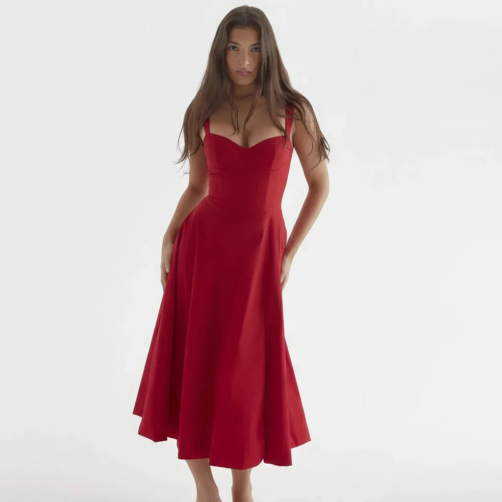 Linda | Robe Fleurie Femme Corset Fente Latérale Midi – Corset Fleurie Midi 2026