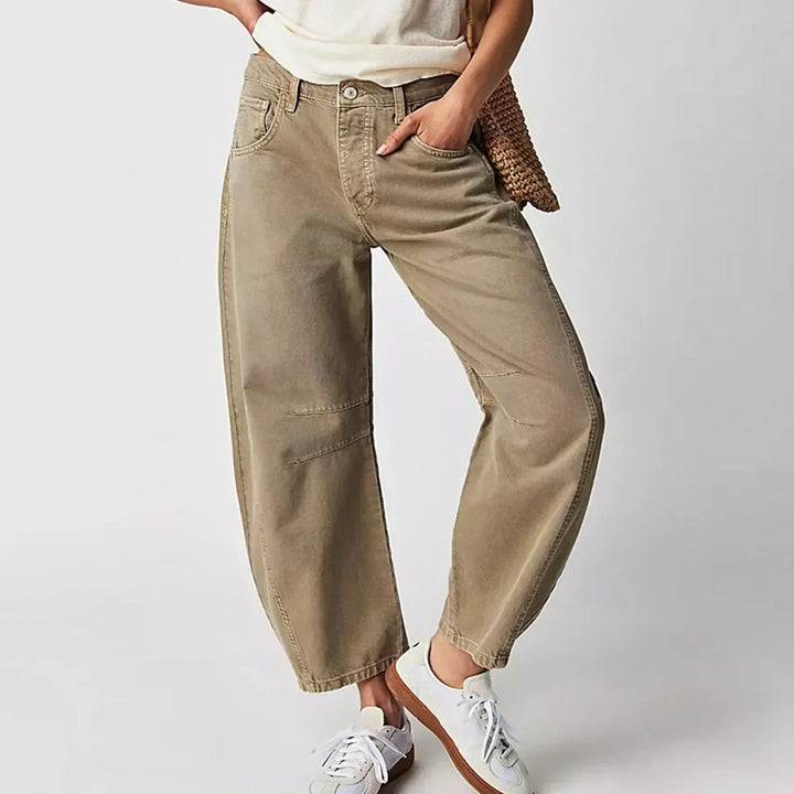 Jean baggy à fermeture à boutons pour femmes