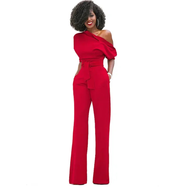 Greta | Combinaison avec col asymétrique et jambes larges