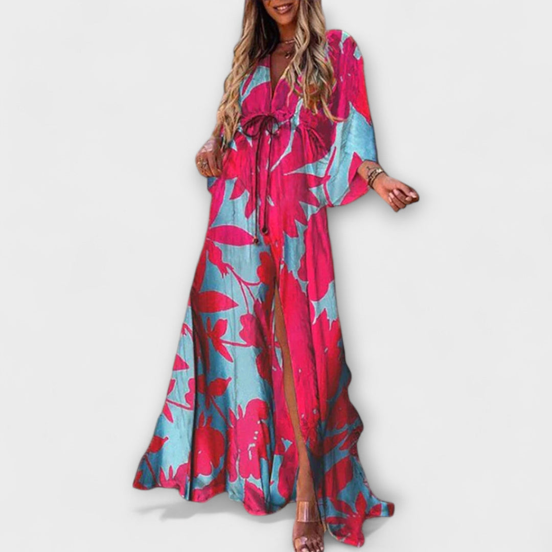 Aurina – Robe maxi fluide avec imprimé artistique