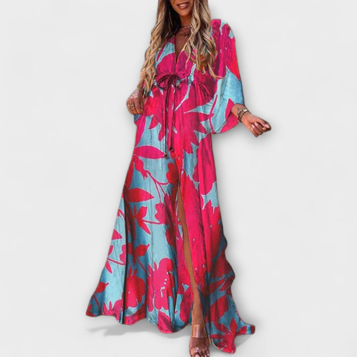 Aurina – Robe maxi fluide avec imprimé artistique