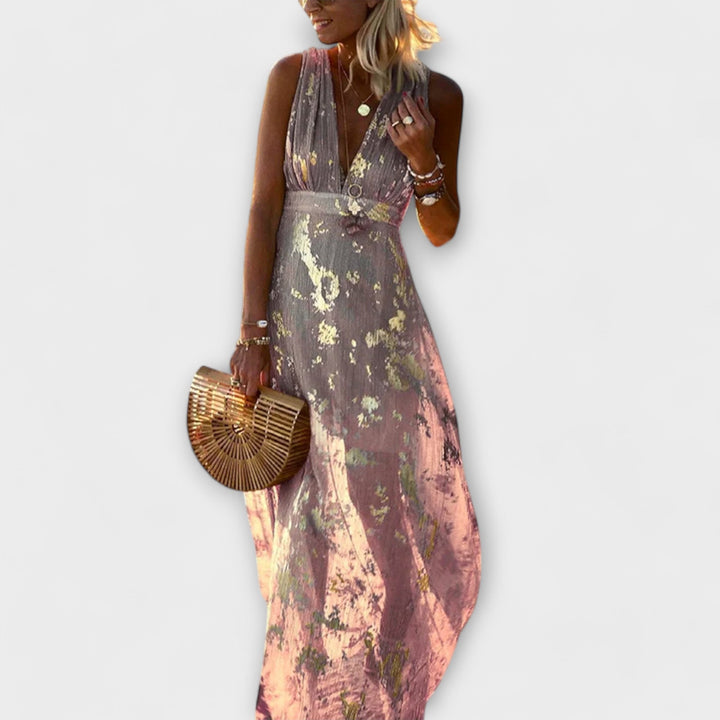Almera – Robe maxi légère avec des reflets dorés
