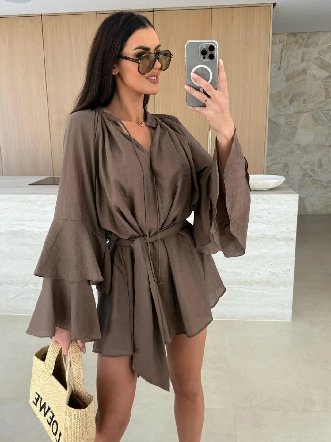 MAYLORA™ | Robe chemise légère avec ceinture à la taille