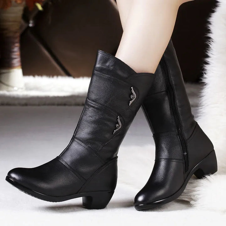 Bottes en cuir antidérapantes pour femmes, élégantes, durables et stylées