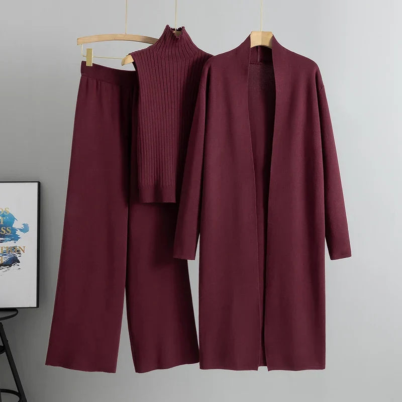 Bretagne | Ensemble d'entraînement pour femmes en cardigan trois pièces pour le printemps et l'automne