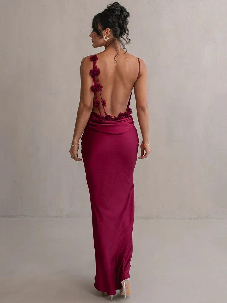 Emily | Robe maxi avec dos fleuri