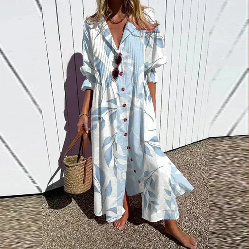 Cassidy - Robe maxi boho avec manches bouffantes