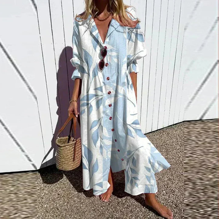 Cassidy - Robe maxi boho avec manches bouffantes