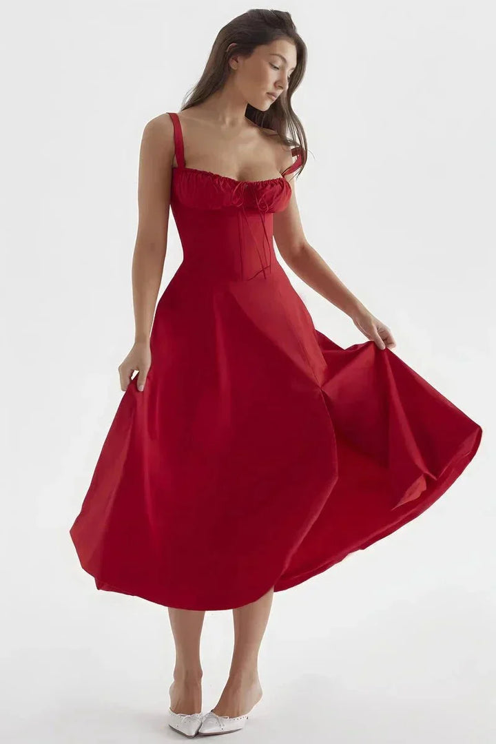 Linda | Robe Fleurie Femme Corset Fente Latérale Midi – Corset Fleurie Midi 2026