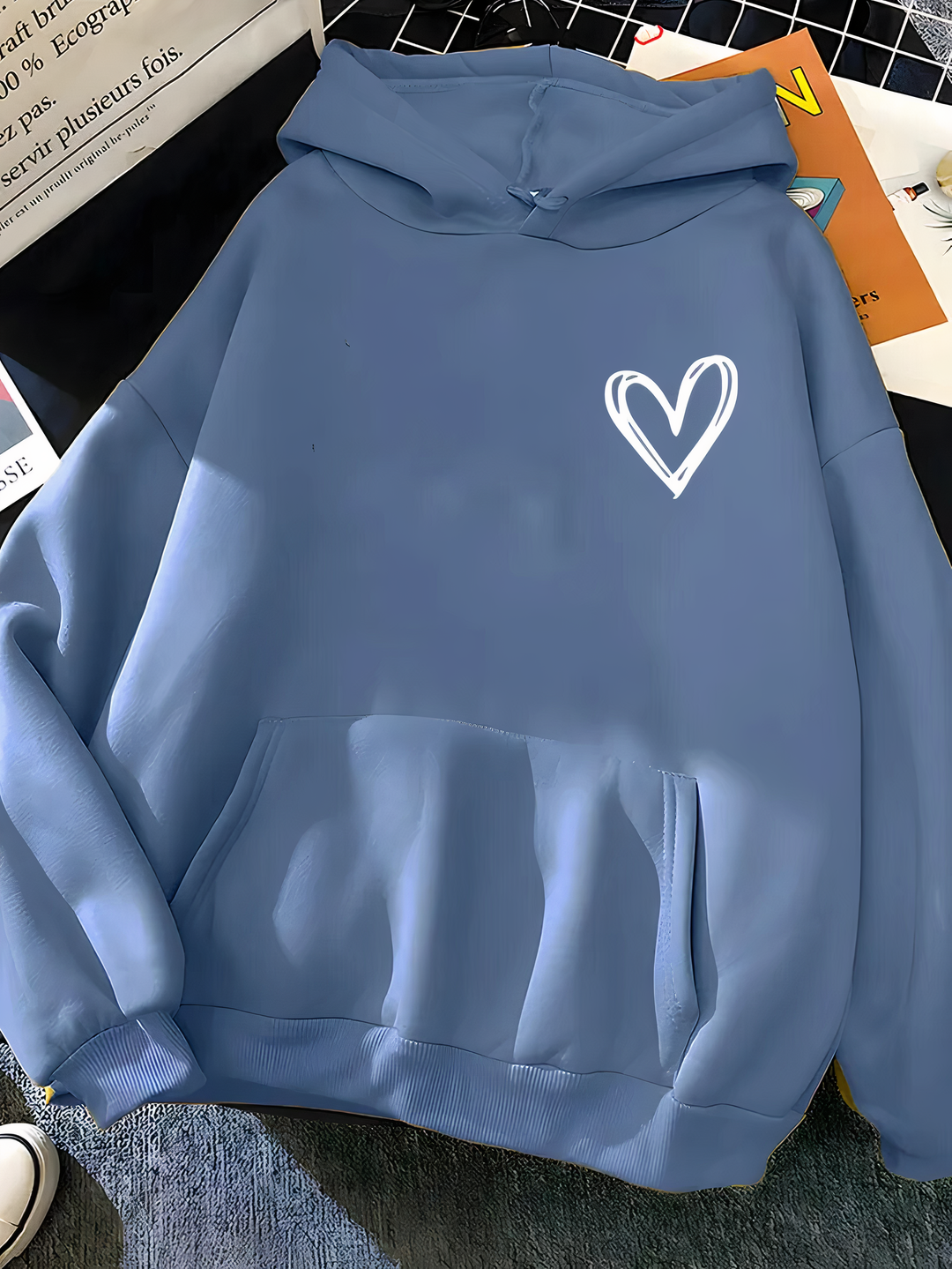 Sweat à capuche décontracté pour femmes avec cœur | Coupe ample